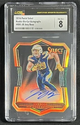 Joey Bosa Rookie • 2016 PANINI SELECT Die Cut SIGNATURES RDC-JB CSG 8/9 NM-Mint - Image 1 of 3