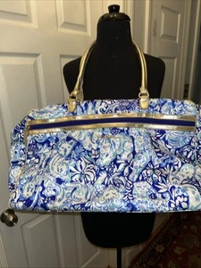 LILLY PULITZER Vacay Weekender Bag GO ANIMALS Royal Purple And Blue Overnight - Picture 1 of 4