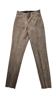 Zara Basic hellbraune Wildlederimitat Kordelzug Reißverschluss Jogger Damen Hose Gr. S - Bild 1 von 5