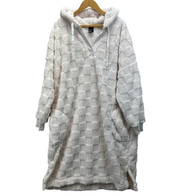 Vestido con Capucha Cuddl Duds Felpa Polar Salón Crema XXL A Cuadros Acogedor Ropa de Salón Foto 1 de 4