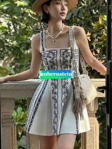 Vestido honda estilo bohemio francés corte tridimensional flor bordado lino - Imagen 1 de 12