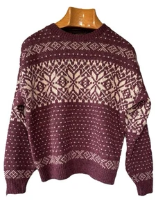 Vintage Eddie Bauer Fair Isle lila Wollmischung Pullover Medium Sweater - Bild 1 von 3