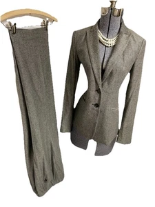 Ann Taylor Pant Suit Size 2 And 4P Petite Two Piece Set Wool Blend Pockets Lined - Picture 1 of 23