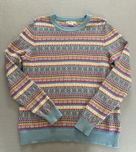 BODEN EDIE JUMPER WOMEN SZ LARGE 16-18 FAIRISLE BLUE NORDIC SEE DETAIL FIRST - Picture 1 of 13