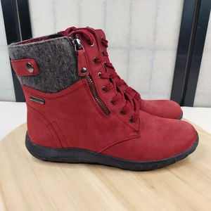 Cobb Hill Rockport Anisa Waterproof Red Leather Boots Women US 8 - Picture 1 of 14