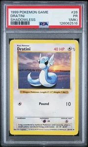PSA 1 MK Dratini #26 Shadowless Base Set 1999 Pokémon Ilimitado WoTC PR - Imagen 1 de 2