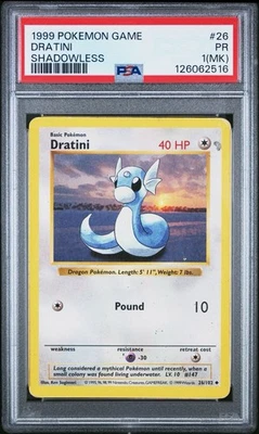 PSA 1 MK Dratini #26 Shadowless Base Set 1999 Unlimited Pokemon WoTC PR - Image 1 of 2