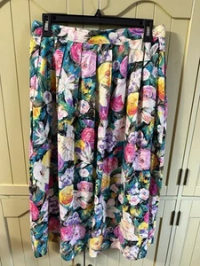 Worthington Talla 16 Vintage Falda Floral Plisada Casa de Campo Años 80 90 Informal Larga - Imagen 1 de 8