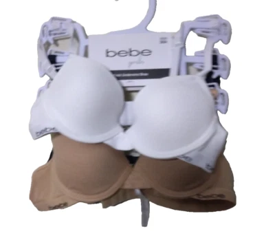 Novo Pacote com 3 Sutiãs Acolchoados Meninas Bebe Underwire push-up Microsoft Branco Bronzeado Preto 30A - Imagem 1 de 4