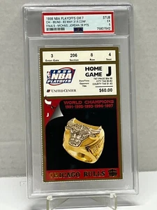 Chicago Bulls 1998 Playoffs Conference Finals Game 7 Stub Jordan 28 Points PSA 5 - Picture 1 of 4