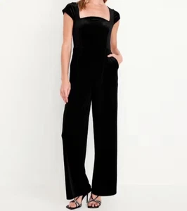 Old Navy beliebtester schwarzer Fit & Flare Samt-Overall für Damen - Medium - Bild 1 von 5