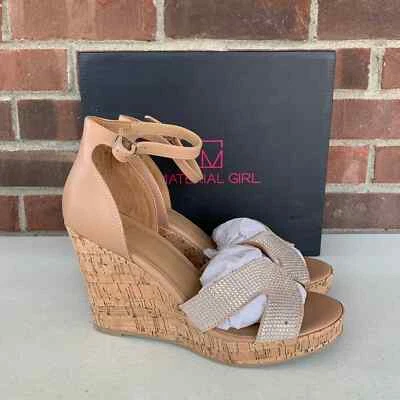 Sandalias de cuña Material Girl Bretta2 Nude Bling con correa al tobillo para mujer talla 8,5 M EE. UU. Foto 1 de 4