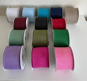 Wired Edge Burlap Rustic Ribbon in 38 & 63mm width, Assorted Colours - Picture 1 of 30