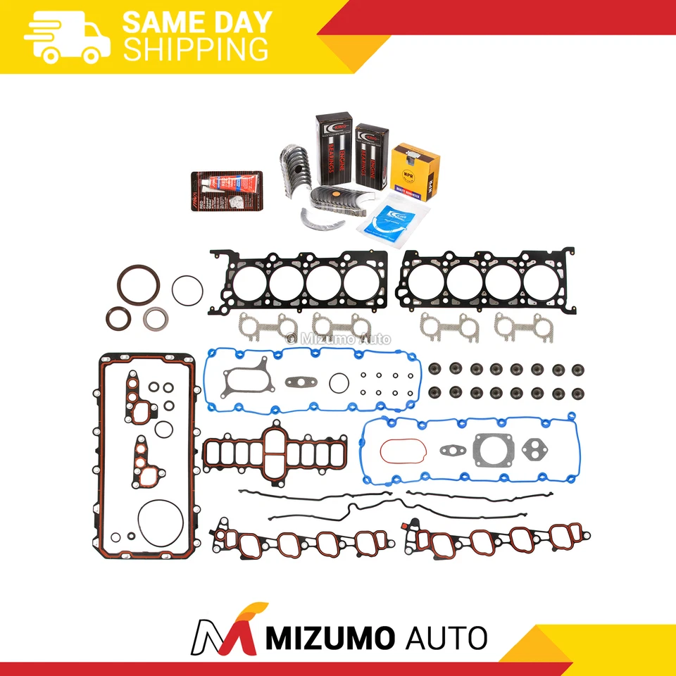 Juego completo de juntas cojinetes anillos aptos 00-04 Ford E150 E250 F150 Excursion 5.4 SOHC Foto 1 de 4