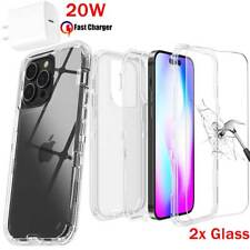 For iPhone 14 13 12 11 Pro Max XR Shockproof Clear Case Cover Screen Protector