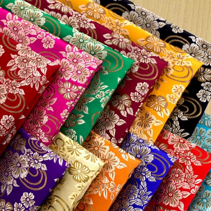 Kunstseide Satin Stoff Handwerk Brokat Damast Bestickt Blumen Retro 75 100cm - Bild 1 von 4