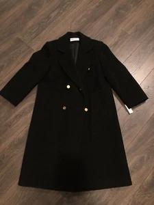 NWT Vintage J.G. Hook Women’s M Full Length Black Wool Trench Coat Union Made - Picture 1 of 12