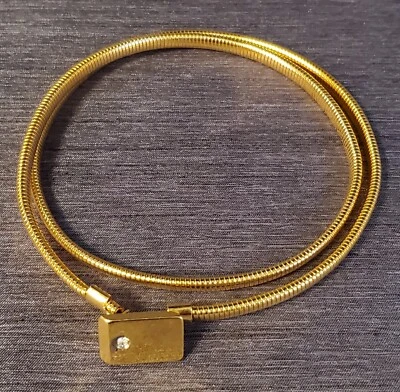 Cinturón hebilla rectangular cadena piel serpiente dorada vintage años 80 Foto 1 de 4