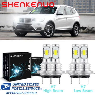 Para BMW X3 2004 2005-2014 Combo Faro LED Luz Alta Baja 4x Bombillas Kits 6000K Foto 1 de 4