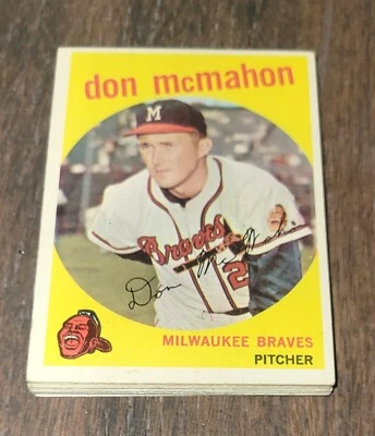 Braves $$ Lot 14: 1959 Topps McMahon PAFKO Torre RICE Logan HANEBRINK Burdette++ - Image 1 of 4