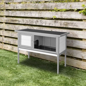 36" Indoor Outdoor Pet Bunny Hutch House Cage for Rabbits and Guinea Pigs Gray - Picture 1 of 14