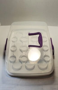 Wilton Oblong Plastic Cupcake Or Cake Container 15x11x4 Lightweight With Handle - Picture 1 of 6