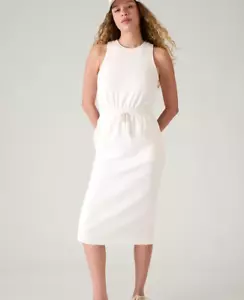 New Athleta M Seasoft MIDI Dress Magnolia White Medium - Picture 1 of 6
