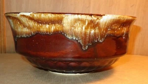 Alte Vintage ROSEVILLE USA braune Tropfglasur Keramik Servier Rührschüssel R.R.P. Co - Bild 1 von 9