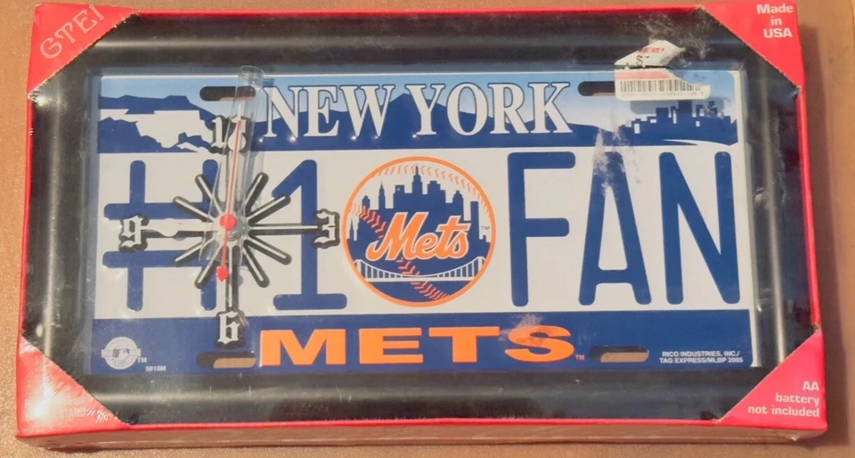 New York Mets New Sealed Quartz License Plate Clock: Great Holiday Gift…LGFM - Image 1 of 1