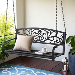 Outdoor Porch Swing Chair, 2 Seater Swing Chairs Garden Bench Hanging Seat, Pati - Picture 1 of 12