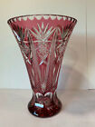 Beautiful Very Large German Bleikristall Red Cut To Clear 24 Lead Chrystal Vase