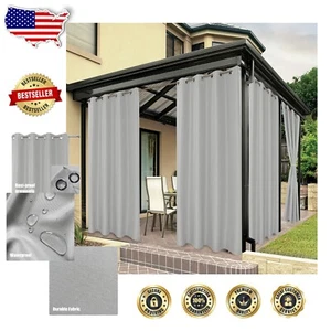 Thick Privacy Outdoor Curtains for Patios - 54" x 108" Waterproof Panel - Picture 1 of 12