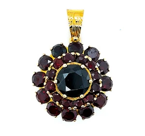 18K 750 Gelgold Anhänger 4,00 Ct Granate Unikat Pendant Neuw. Granatanhänger DHL - Bild 1 von 21