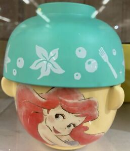 Disney The Little Mermaid Ariel Rice Bowl & Soup Bowl Set Mini Crayon Touch New