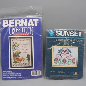 2 adornos de jardín Bernat vintage contados punto de cruz y pájaros del amor al atardecer - Imagen 1 de 4