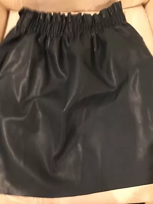 New ZARA High Waist Mini Vegan FAUX LEATHER SKRT W/ pockets Dark Teal Pull On  - Image 1 of 4