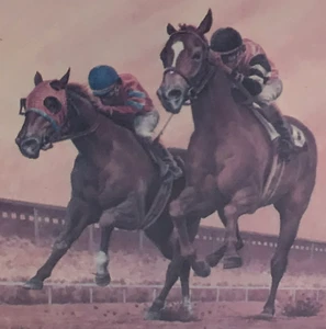 Impresión de caballo Fred Stone Race The Rivals Affirmed and Alydar 4x4 pulgadas enmarcada - Imagen 1 de 7