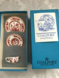 DINETTE LUXE MINIATURE COALPORT TASSE SOUS-TASSE SOUCOUPE ENGLAND INDIAN TREE - Picture 1 of 7
