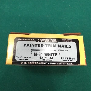 White R113 M-61 Maze Stormguard Trim Nails Galvanized Double Dipped Zinc 1 Lb - Picture 1 of 12