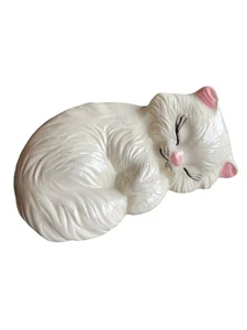 Scioto Keramik schlafende Katze Figur Kunstkeramik 1980 Vintage Perserkätzchen - Bild 1 von 6