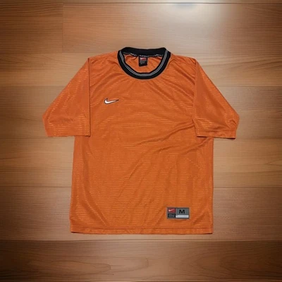 Vintage VTG 90s Nike Made In USA Swoosh Orange Jersey Shirt Medium - Image 1 of 4