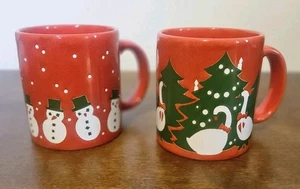 Vintage Paar Waechtersbach W. Germany Feiertagstassen Schneemann/Weihnachtsgans - Bild 1 von 3