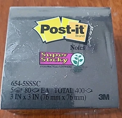 Post-it Super Sticky Notes, 3 in x 3 in, 5 Pads, 2x the Sticking Power, Black, - Image 1 of 4