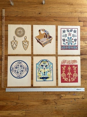Conjunto de 6 impresiones vintage de arte decorativo de mediados de siglo en Wisconsin Foto 1 de 4