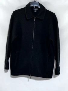 Suéter Bowen and Wright Para Hombre 100% Lana Negra Grande Cremallera Completa Clásico - Imagen 1 de 8