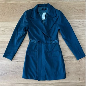 Neu mit Etikett Fore türkisblaues Revers Blazer Langarm Mini Cocktail Etui-Kleid - Bild 1 von 8