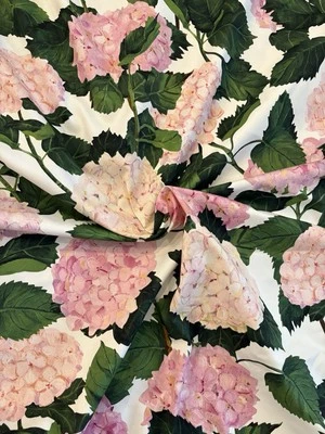 Oscar de La Renta Dress Deadstock Fabric Floral Cotton Twill Hydrangea - Image 1 of 4