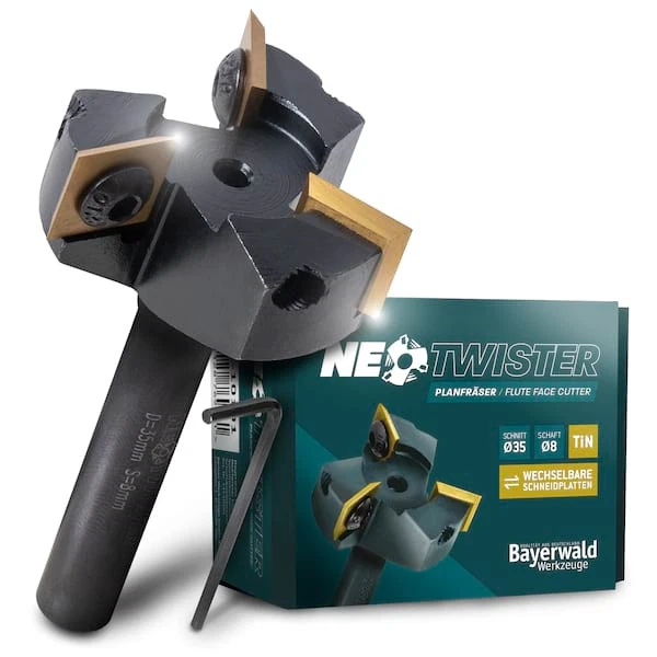 BAYERWALD WERKZEUGE Bayerwald NeoTwister Planfräser für Oberfräse f. Holz - SchnittØ 35 mm / SchaftØ
