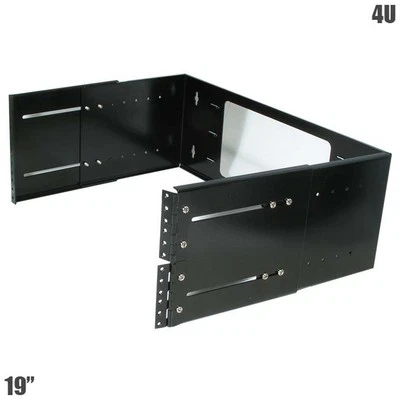 19" inch 4U Hinged Extendable Adjustable Depth 9.75 to 13.5" Wall Mount Bracket - Image 1 of 2