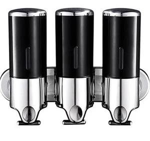 Shower Soap Dispenser Shampoo Conditioner Gel Liquid Wall Mounted Lockable Black - Picture 1 of 4